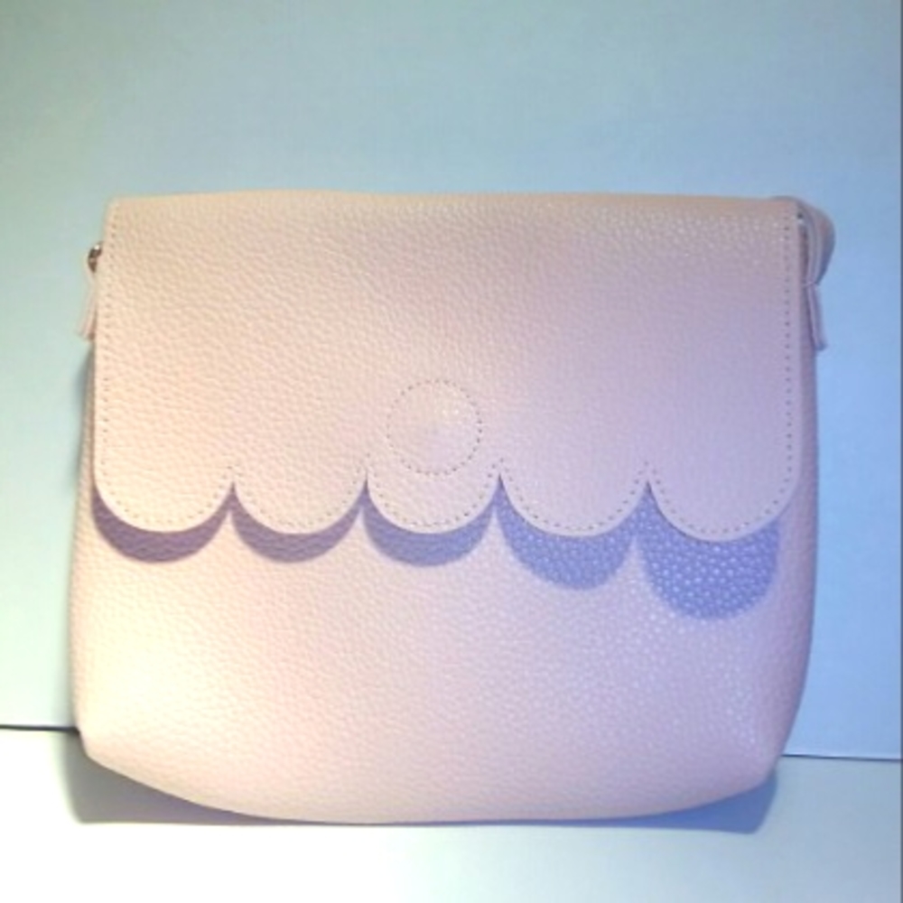 Scallops leather pink shoulder purse
